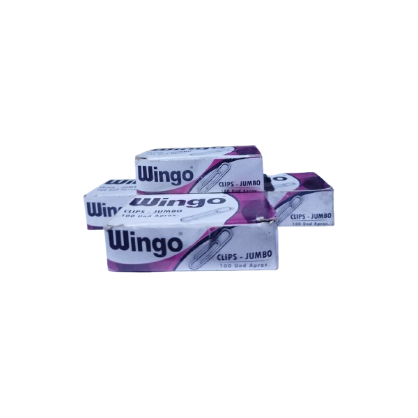 CLIPS JUMBO WINGO PLATEADO CAJA X 100 UNID.