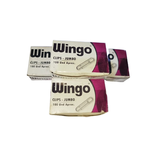 Clips jumbo plateados Wingo – Caja x 100 unidades
