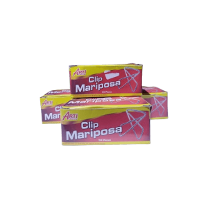 CLIPS MARIPOSA ARTI PLATEADO CAJA X 50 UNID.