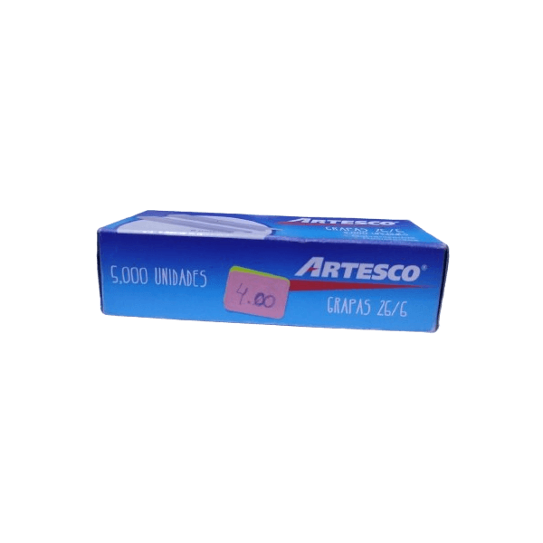 GRAPAS ARTESCO PLATEADO 26/6 CAJA X 5000 UNID.