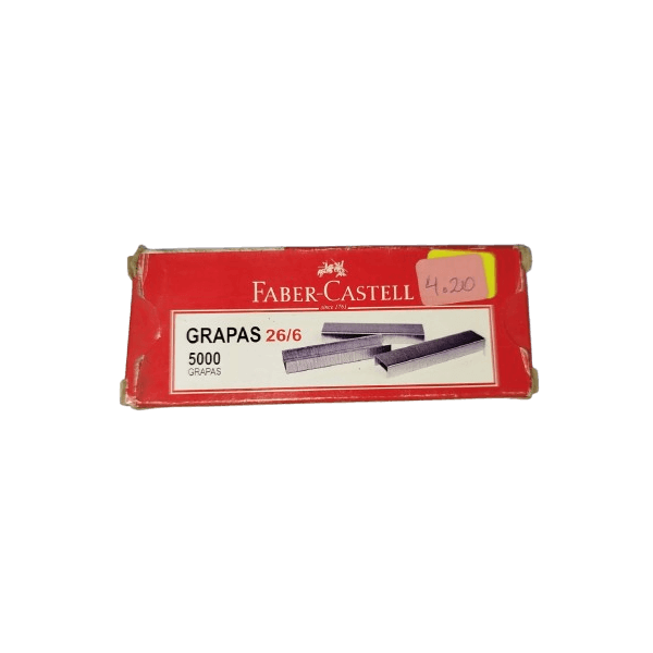 Grapas plateadas Faber‑Castell 26/6 – Caja de 5 000 unidades