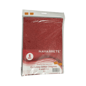 Cartulina Glitter Colores Navarrete 280 g/m² Pack x 6 Unidades A4 para Manualidades Escolares
