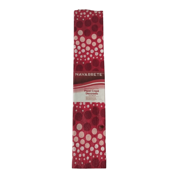 Papel Crepé Decorado Círculos Rojos Navarrete 50 x 200 cm