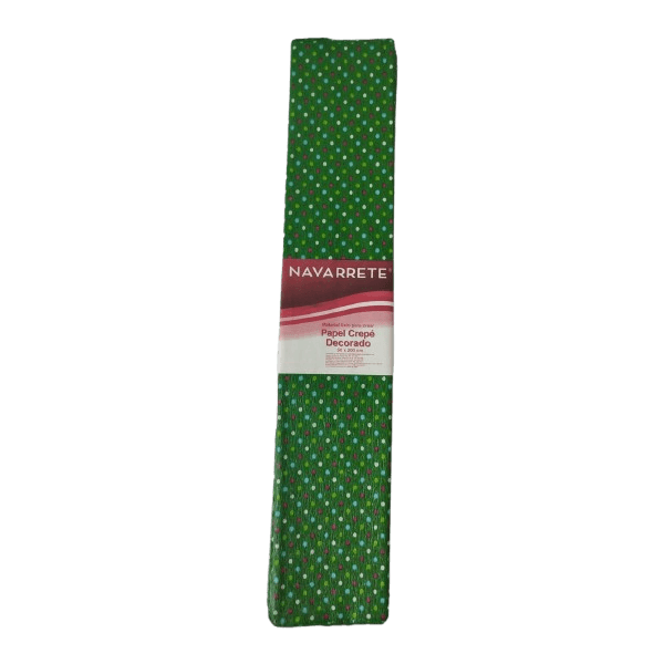 Papel Crepé Decorado Puntos Multicolor Verde Navarrete 50 x 200 cm